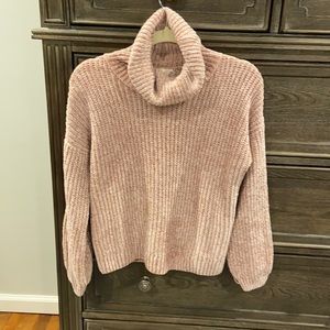 Super soft chenille sweater in dusty rose color
